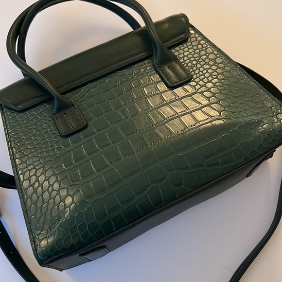 Rich Green Croco Print Bag 12”x9”x4”